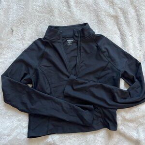 Black Cropped Full Zip Jacket